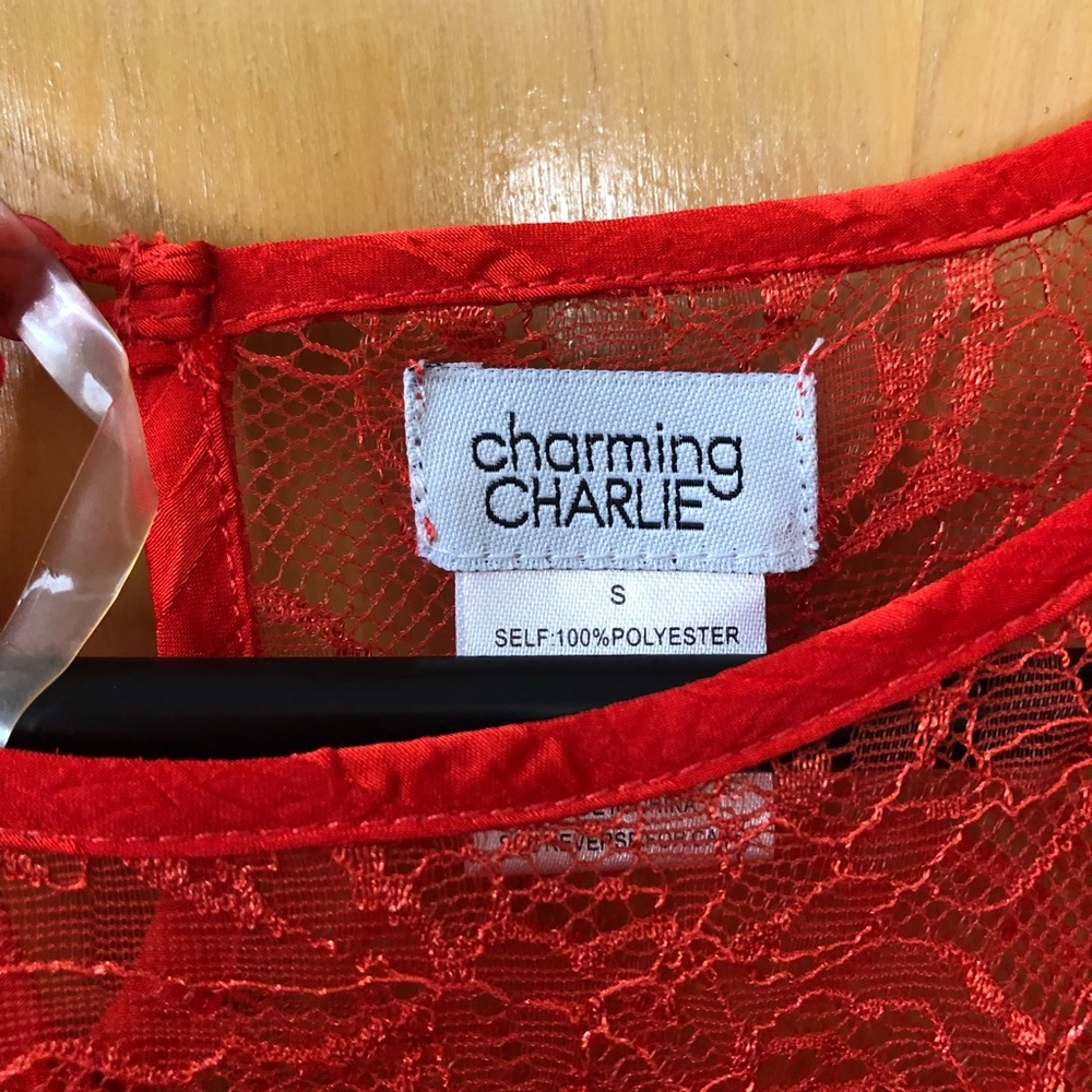 Charming Charlie’s red satin dress